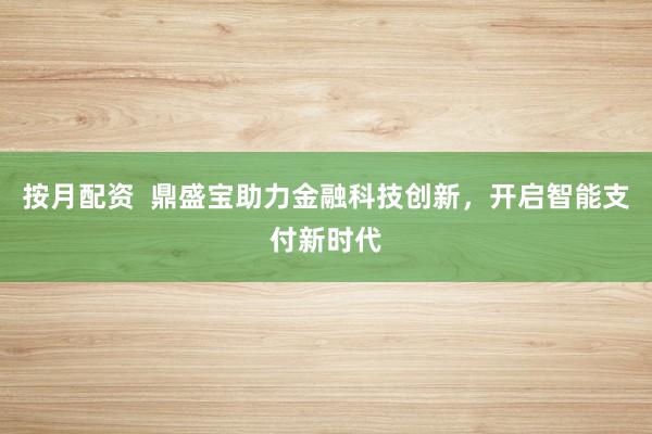 按月配资  鼎盛宝助力金融科技创新，开启智能支付新时代