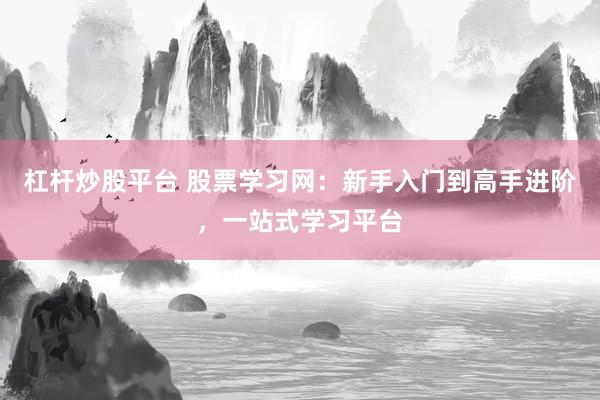 杠杆炒股平台 股票学习网：新手入门到高手进阶，一站式学习平台
