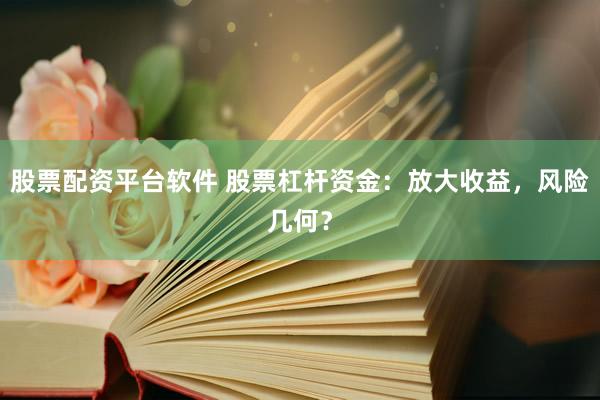 股票配资平台软件 股票杠杆资金：放大收益，风险几何？
