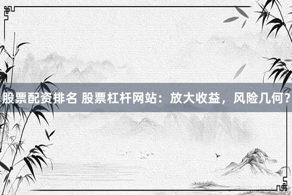 股票配资排名 股票杠杆网站：放大收益，风险几何？