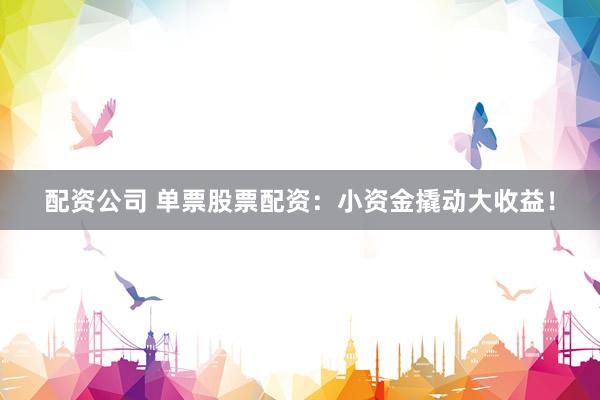 配资公司 单票股票配资：小资金撬动大收益！