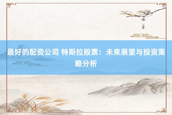 最好的配资公司 特斯拉股票：未来展望与投资策略分析