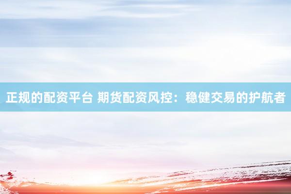 正规的配资平台 期货配资风控：稳健交易的护航者