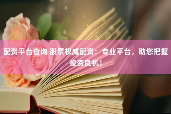 配资平台查询 股票权威配资：专业平台，助您把握投资良机！
