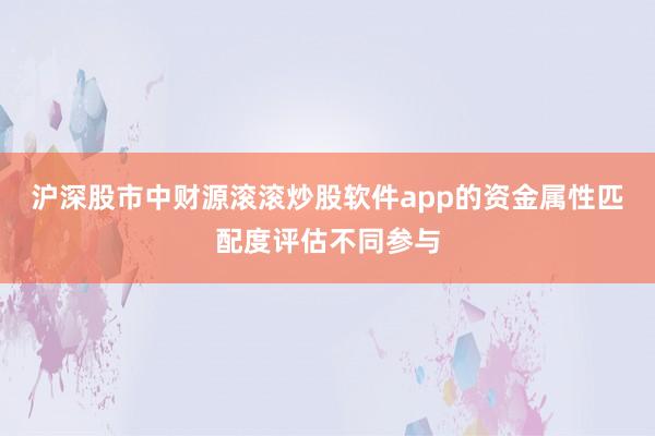沪深股市中财源滚滚炒股软件app的资金属性匹配度评估不同参与