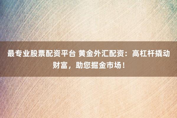 最专业股票配资平台 黄金外汇配资:高杠杆撬动财富,助您掘金市场!