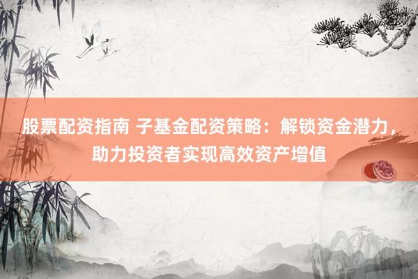 股票配资指南 子基金配资策略：解锁资金潜力，助力投资者实现高效资产增值